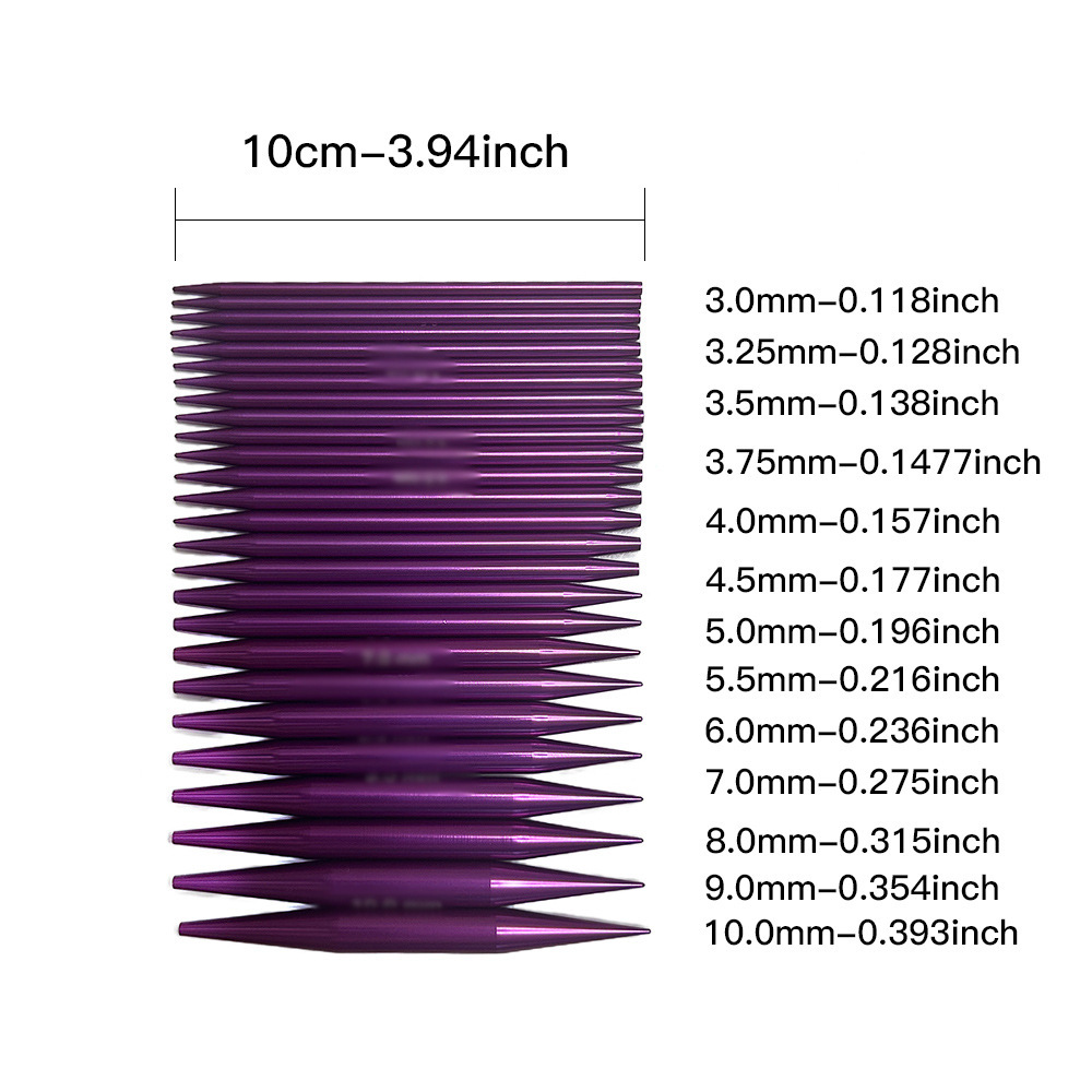 Púrpura desmontable aguja de suéter 10CM aguja circular un conjunto de 13 paquetes de herramientas de tejido de lana