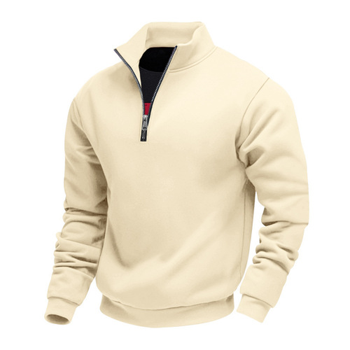 Cross-border Amazon Autumn and Winter New Men's Sweatshirt Foreign Trade Leisure Zip-Up Collar Padded Solid Color Men's Jacket