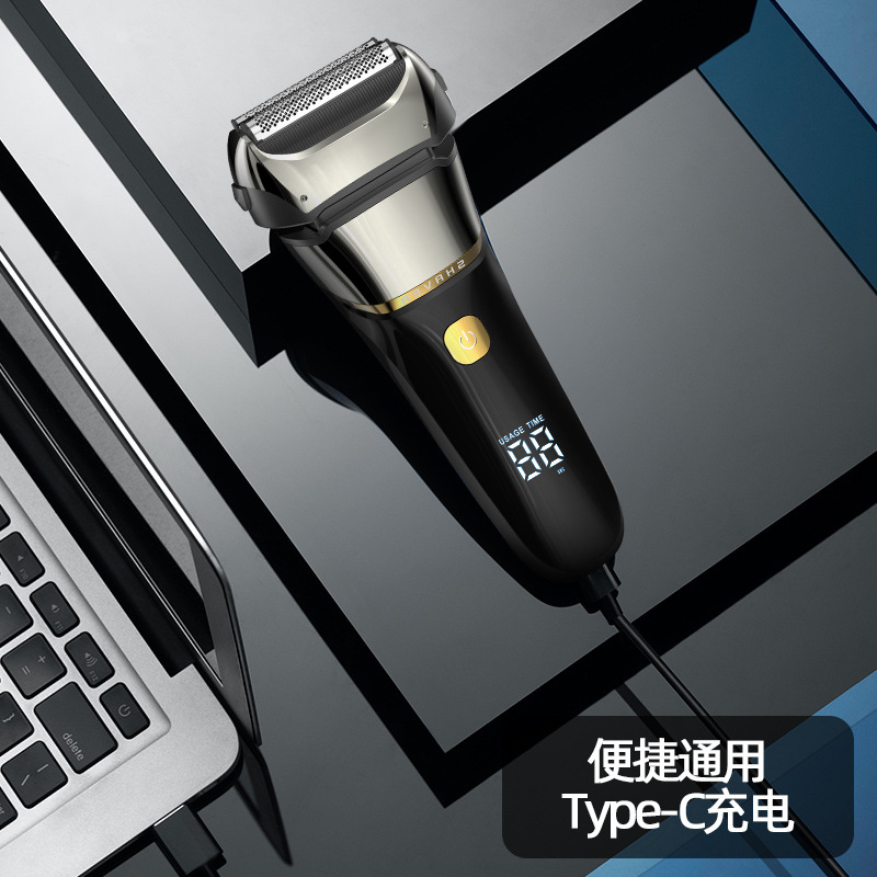 Nuevos hombres máquina de afeitar eléctrica lavada LCD pantalla digital USB recargable hogar barba cuchillo transfronterizo