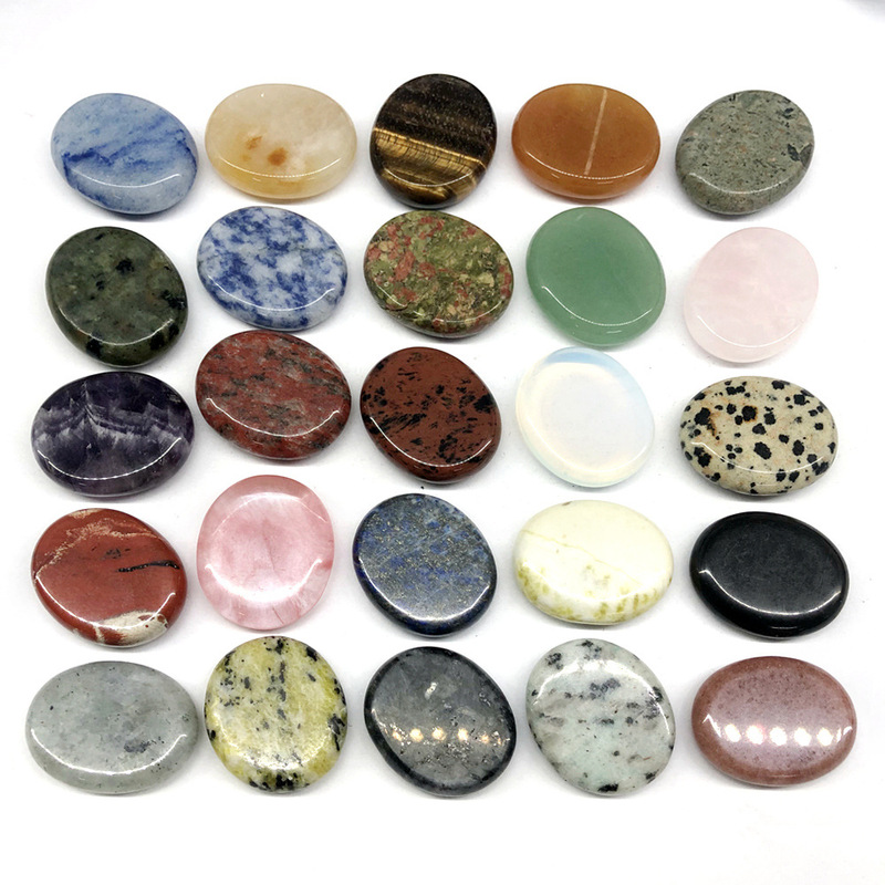 Natural Stone Worry Stone Thumb Massage Stone 25*30mm Oval Stress Relief Stone Raw Stone