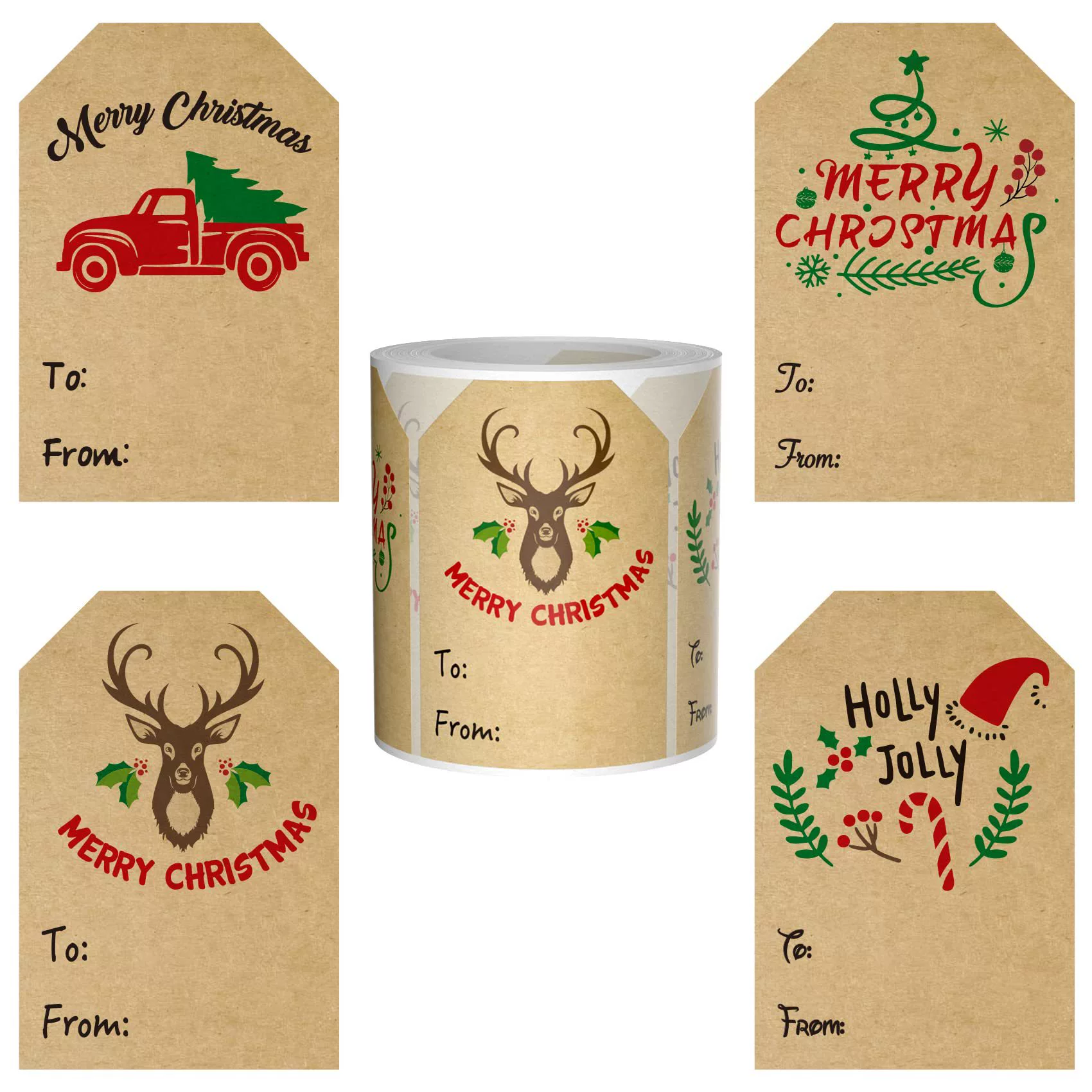 Рождественские этикетки наклейки 80 шт. Рождественская этикетка 4 дизайн праздничное украшение подарок крафт-бумага Рождественская наклейка