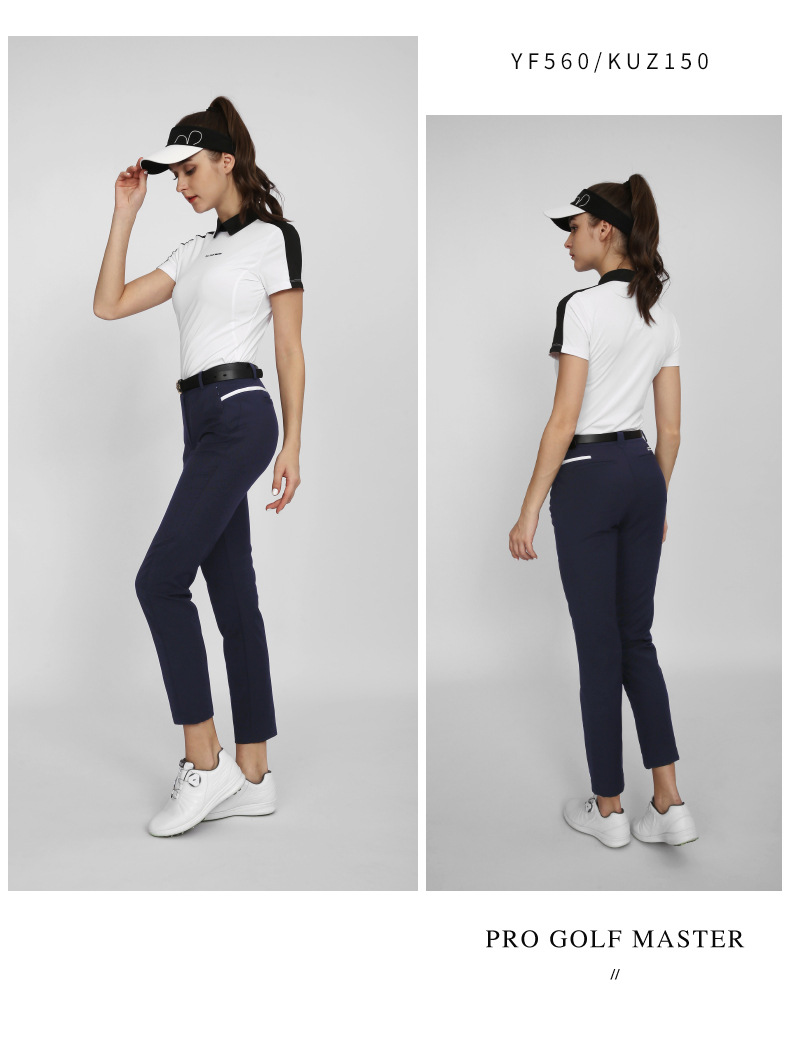 Quần golf nữ PGM dài ống đứng vải đục lỗ laser co giãn — KUZ150-Đen, KUZ150-màu xanh nước biển, KUZ150-màu trắng, YF560-màu trắng chi tiết 11