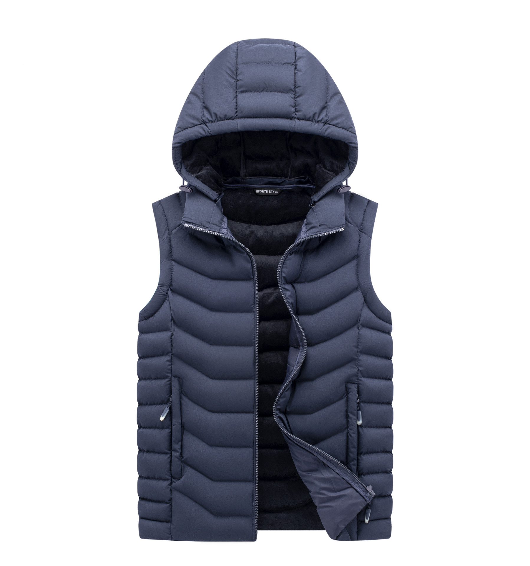 Venta caliente chaleco de algodón de comercio exterior transfronterizo de los hombres chaleco más tamaño otoño e invierno abrigo de los hombres con capucha chaleco forrado de lana logo