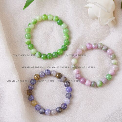 Pink and purple crystal bracelets for women, wholesale, finger-wrapping, soft-text and beads, student decompression discs, gradient bestie bracelets for men