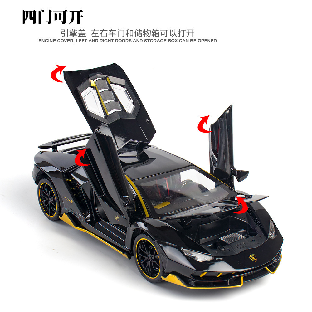 Coche 1: 24 aleación coche modelo Lanbo LP770 coche deportivo Tire hacia atrás sonido y luz de la música modelo de coche de juguete decoración colección