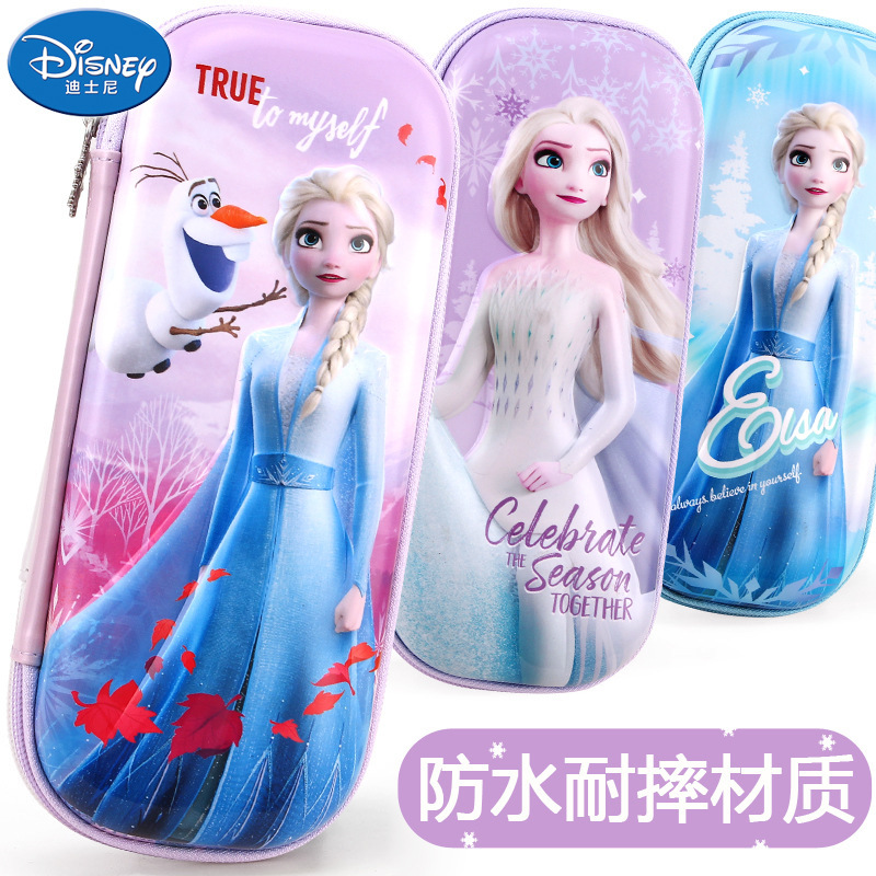 Disney Elsa Pencil Case for Girls, Multifunctional Stationery Box for Primary School Students, Large Capacity Children's Pencil Case with High Aesthetic Value
