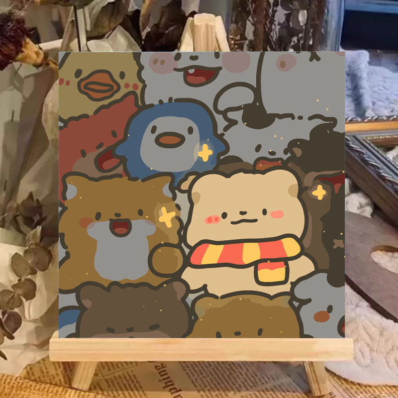 かわいいバターベアDIYデジタル油絵漫画手描きぬりえ装飾画夜市屋台手作り|undefined