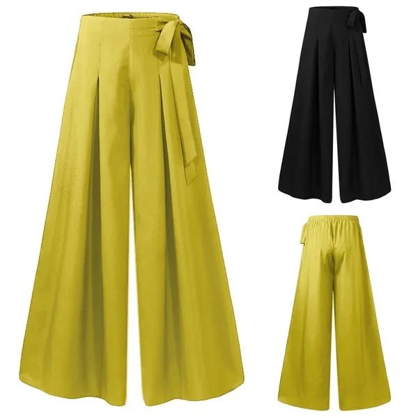 Flared Wide-Leg Pants in Black