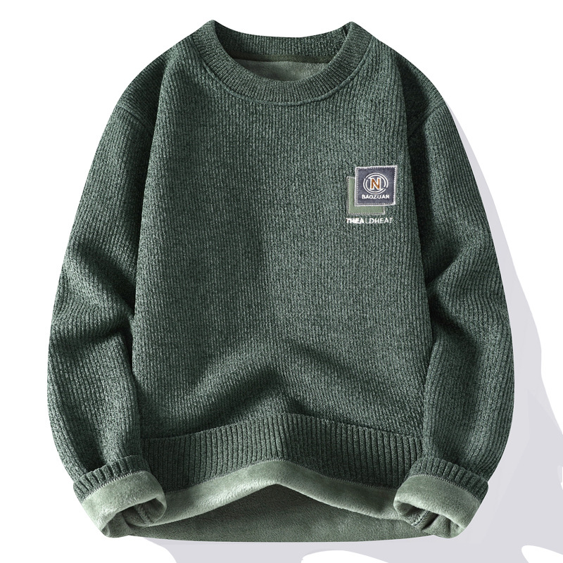 Una camiseta de terciopelo de cuello redondo para hombres otoño y invierno con camiseta de terciopelo de oro para hombres.