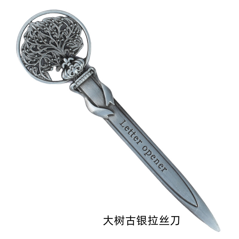 Cuchillo de apertura de cartas de metal sobre retro europeo y americano cuchillo de apertura de cartas de aleación de zinc cuchillo de apertura de documentos expresos fabricantes en stock