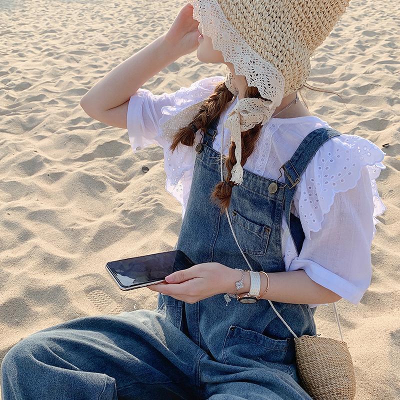 U.VN デニムオーバーオール レディース 2025 春新作 ハイウエスト 年齢軽減 ルーズ ストレート 9点作業服 カジュアルパンツ|undefined