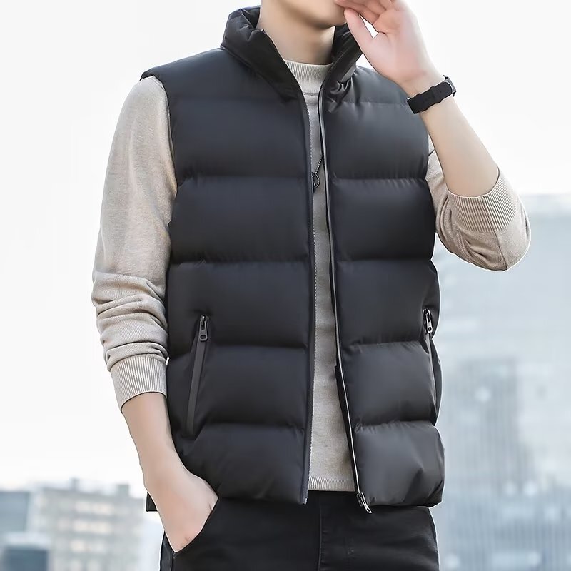 Men's Autumn and Winter Korean Style Trendy Stylish Warm Vest Thickened down Cotton Jacket Sleeveless Men's Vest