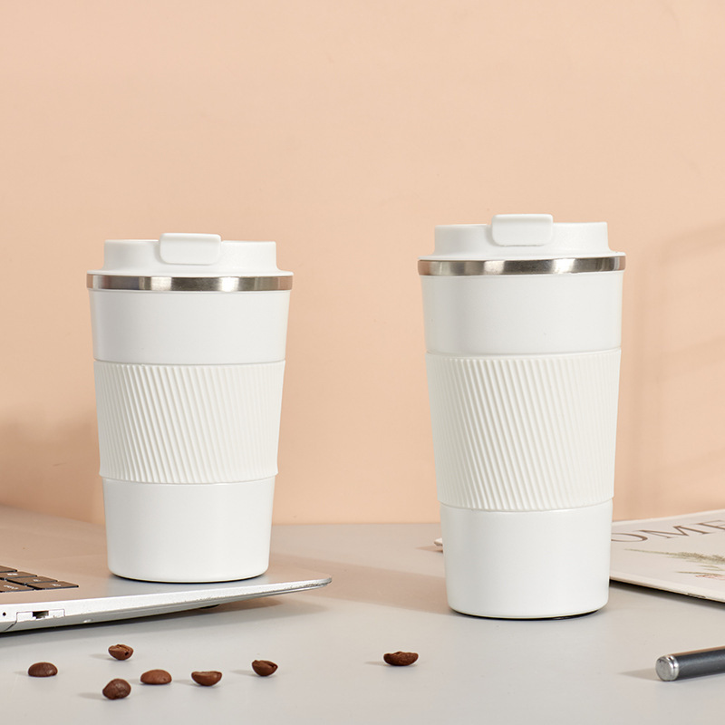 Taza de café con cubierta de cuero 380ml blanca