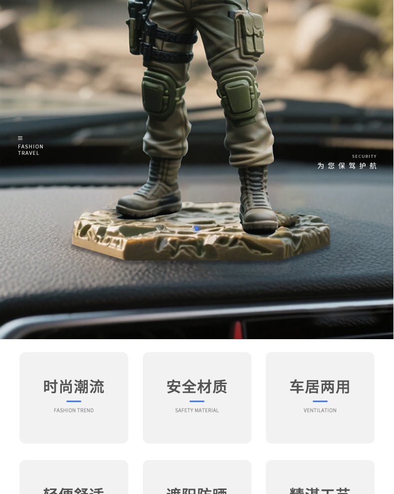 Delta Action Figure Model Hand-Made Souvenir Three-Person Warrior Car Ornament Car Interior Decoration Supplies