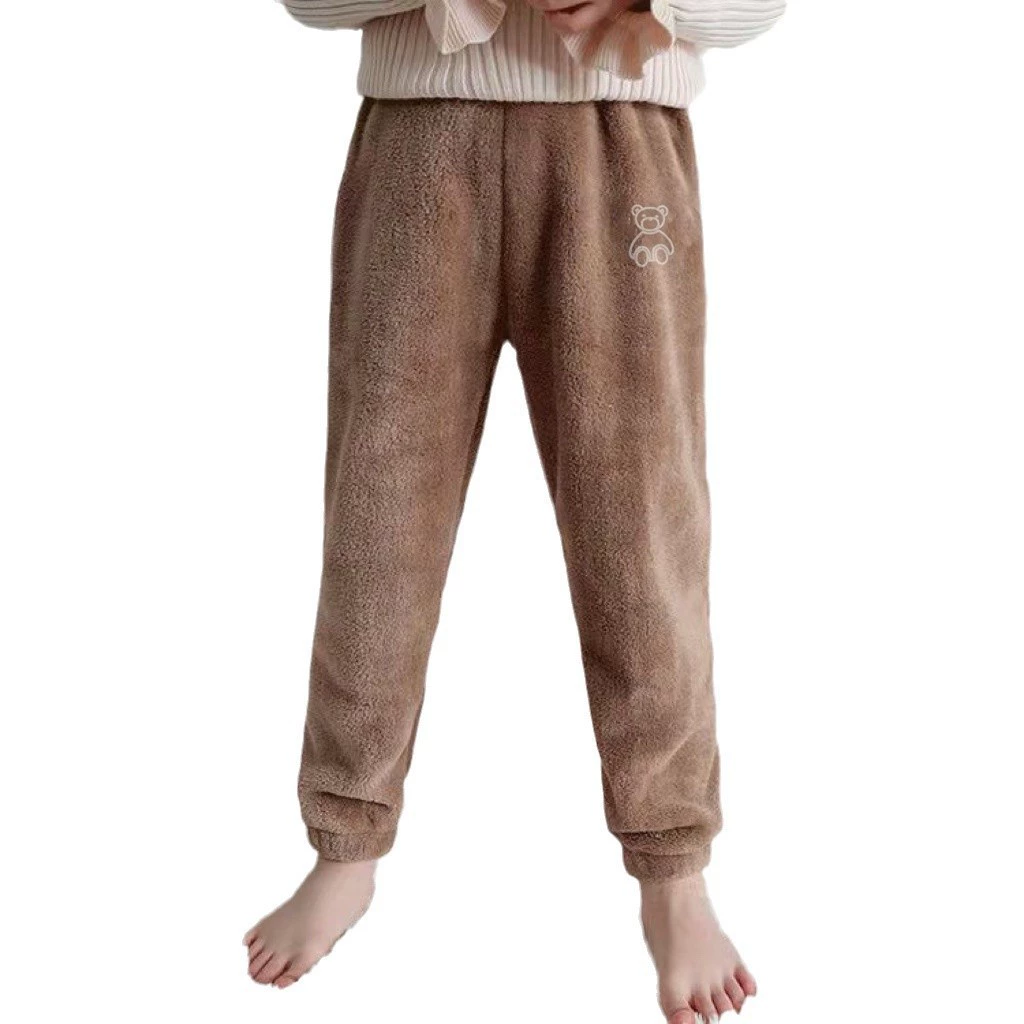 Children's coral velvet double-sided keep warm trousers for men and women for leisure, for teenagers