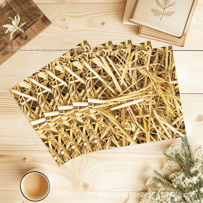 New Cross-Border Straw Theme Party Napkins Hawaiian Carnival Farm Hay Bag Birthday Decoration Supplies