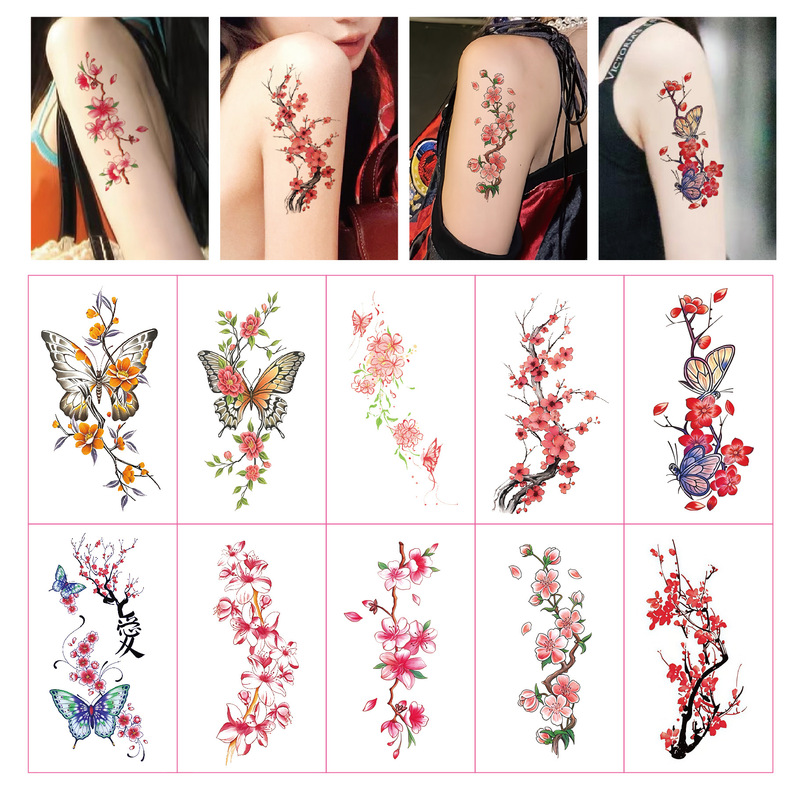 Colorful Butterfly Flower Tattoo Stickers for Women Waterproof and Long-Lasting Artificial Classy Sexy Scar-Covering Flower Arm Wrist Clavicle Stickers Colorful Butterfly Flower Tattoo Stickers for Women Waterproof and Long-Lasting Artificial Classy Sexy Scar-Covering Flower Arm Wrist Clavicle Stickers