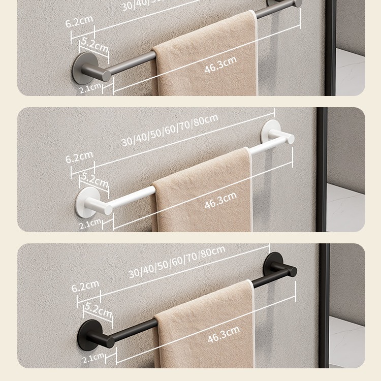 Toallero baño pistola sin agujeros gris montado en la pared espacio de baño estante de aluminio inodoro almacenamiento Barra de toalla individual