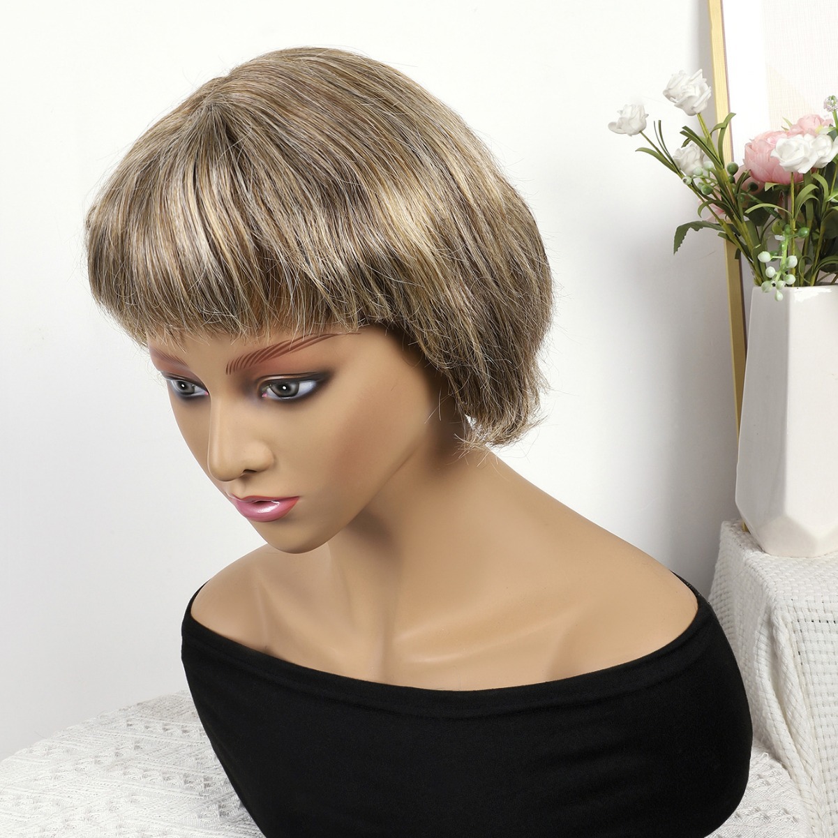 Fibra química al por mayor bob cabello pelucón mecánico pelucón cubierta de pelo