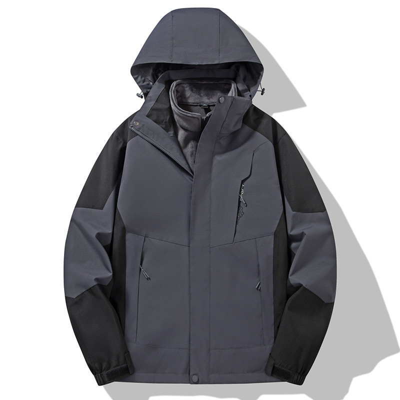 Chaqueta de pareja al aire libre de los hombres y las mujeres forrado de lana tres en uno desmontable de dos piezas a prueba de frío traje de Montañismo