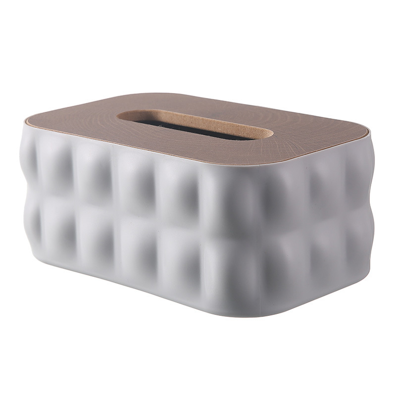 Caja de toallas de aire crema simple caja de almacenamiento de escritorio con cubierta de madera caja de extracción de papel creativa caja de extracción de papel de lujo ligera sala de estar doméstica