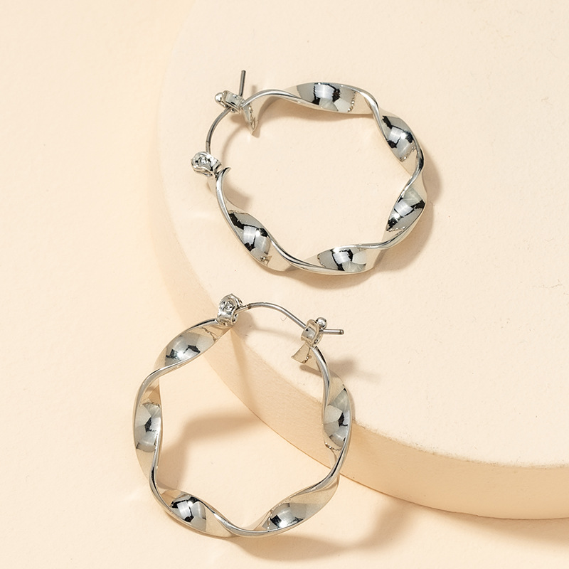 Metal Twisted Hoop Earrings display picture 5