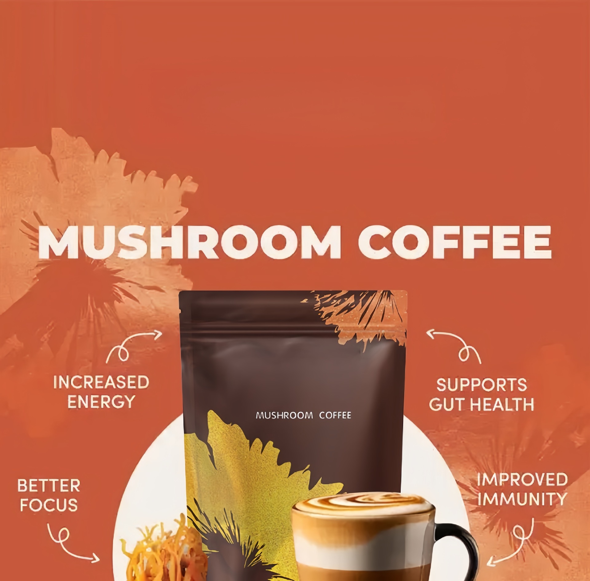 Mushroom Coffee Instant Black Coffee with Lingzhi Reishi and Matcha Sugar Free 180g overview