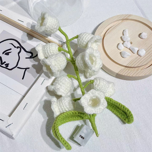 Handmade lily of the valley finished product night light potted plant eternal flower finished woolen crochet creative gift