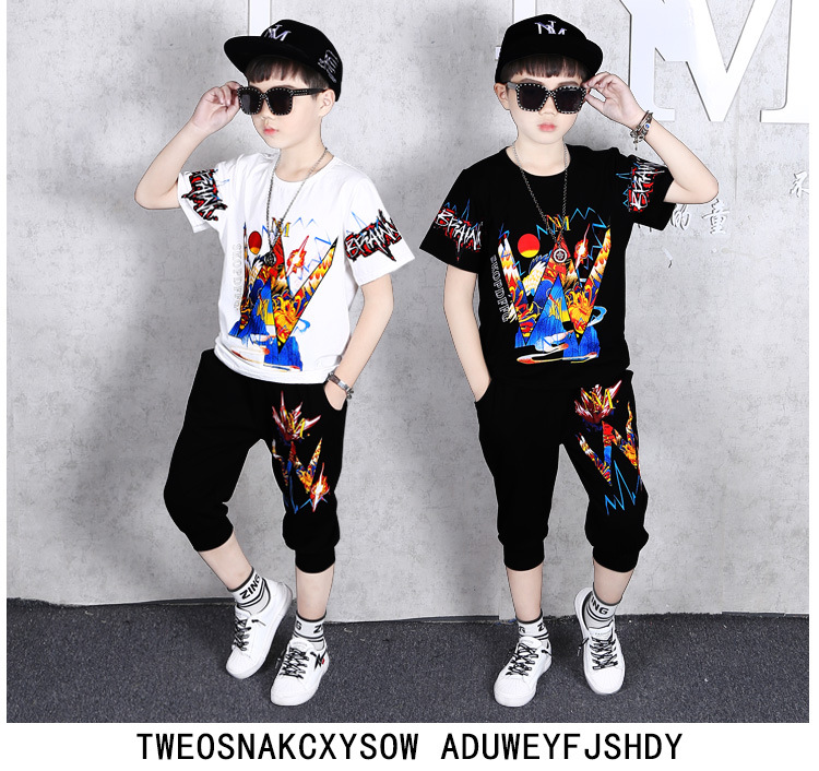 Kinder 2023 Neue Kurzarm Set Sport Trendy Coole und Hübsche Kleidung Sommer Große Jungen_voghion.com