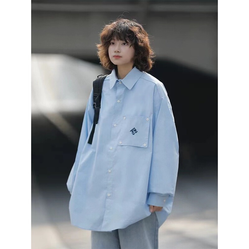 Japanese Retro Design Workwear Long-Sleeve Shirt for Men, Loose Basic Shirt, Versatile Jacket for Women, Trendy