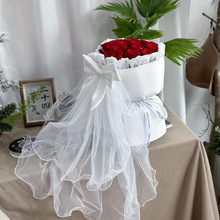 蝴蝶结头纱鲜花花束长款纱开业花篮落地纱高雅时尚创意纱玫瑰花纱