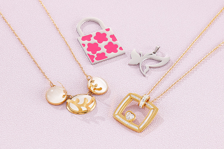 stainless steel necklace earrings jewelry set wholesale