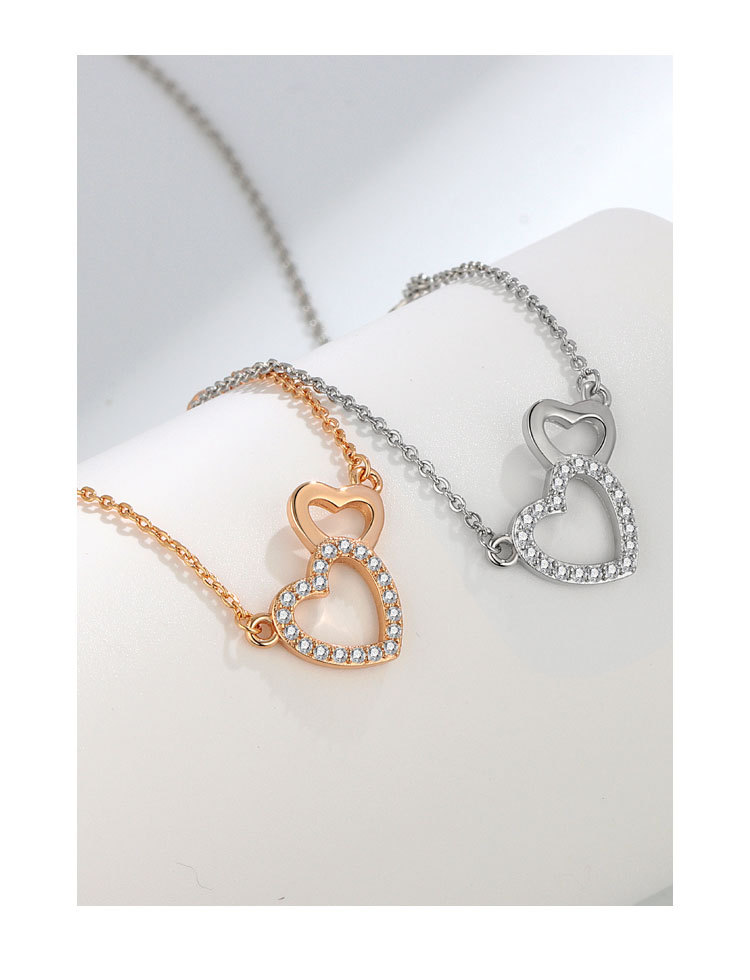 Simple Style Heart Shape Copper Inlay Zircon Pendant Necklace 1 Piece