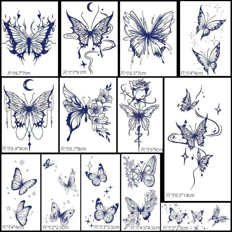 Herbal Juice Butterfly Waterproof Anti-scrubbing Fast Semi-permanent Lasting Simulation Tattoo High-value Tattoo Reflective