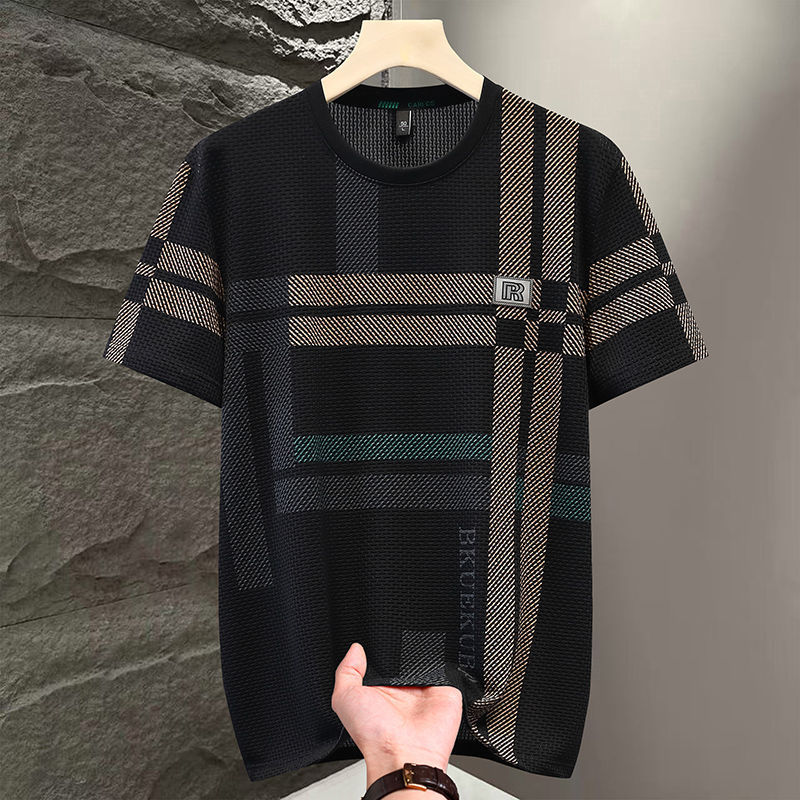 源头厂家男士短袖夏季T恤潮流圆领新款半袖撞色休闲上衣百搭体恤