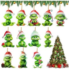 クロスボーダー新しいクリスマス漫画グリンチクリエイティブペンダントクリスマスツリー装飾アクリルフラットペンダント