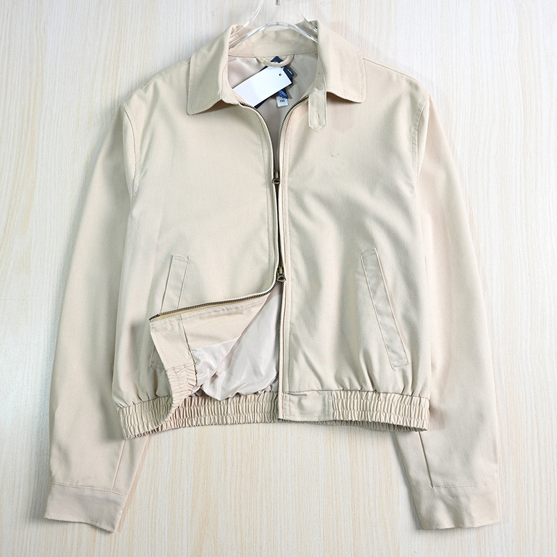 Siqi Women's 256/30 Early Autumn Linen Lapel Zipper Casual Jacket