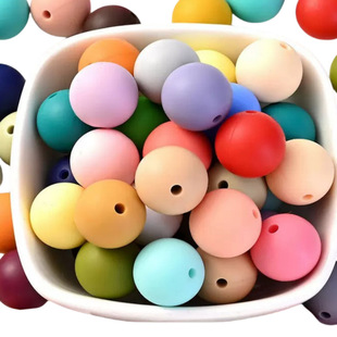 Silicone Manufacturer Frosted Matte Beads Candy Color Round Straight Hole Beads Beaded Handmade DIY Jewelry Materials Wholesale