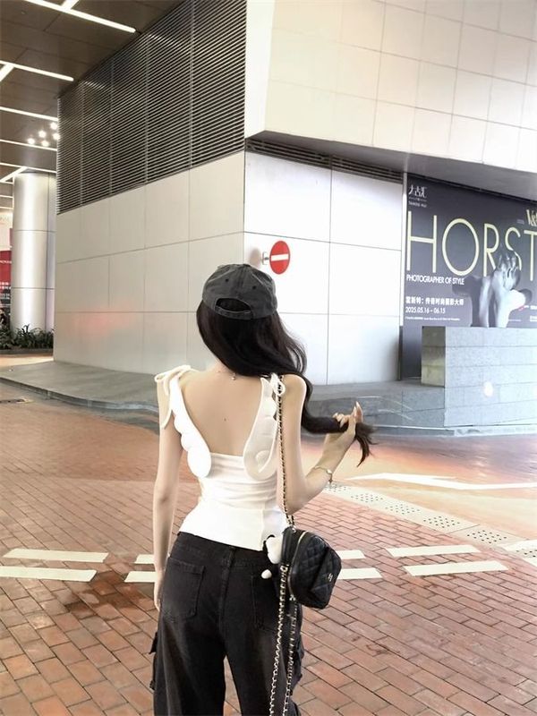 2025新款纯欲少女后背翅膀吊带背心女夏季辣妹修身百搭外穿上衣|undefined