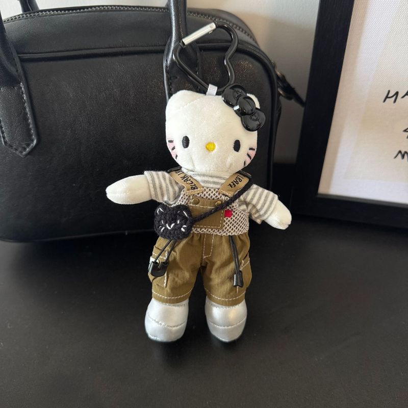 新款可爱长腿kitty毛绒挂件裙子换装娃衣ins风玩偶挂饰背包|undefined