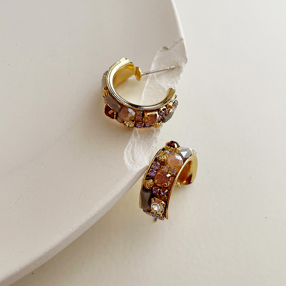Plating Design 1 Pair Vintage Style Geometric Alloy Plating Artificial Crystal Women's Earrings