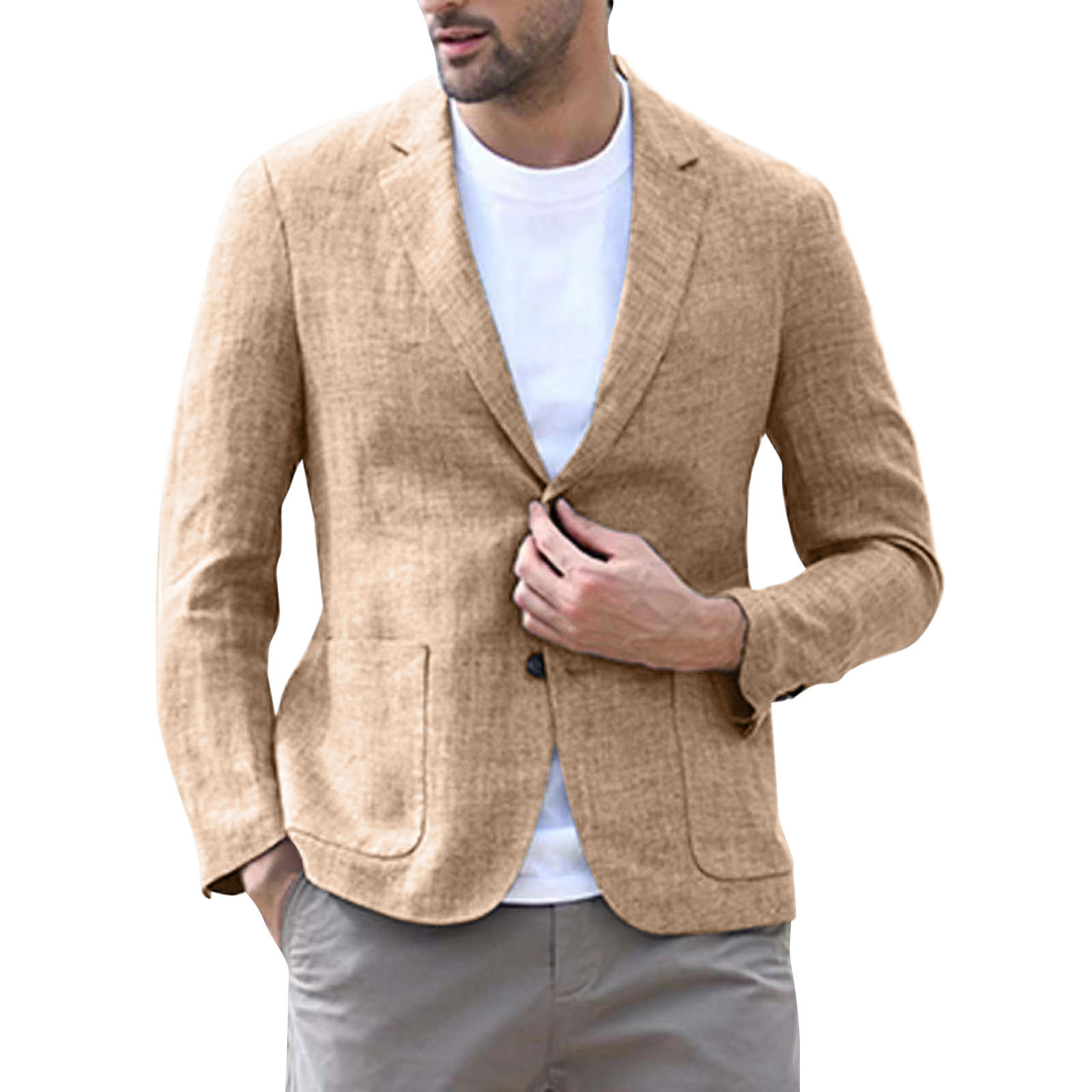 Costume de mode décontracté pour hommes, Blazer d'été en lin pour hommes_voghion.com