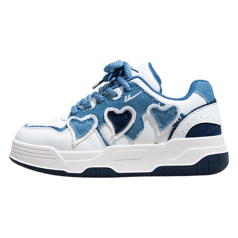 Retirada jeans azul casual zapatos de skate versátiles primavera y otoño 2026 amor zapatos de diseño de dopamina zapatos de suela gruesa para mujeres