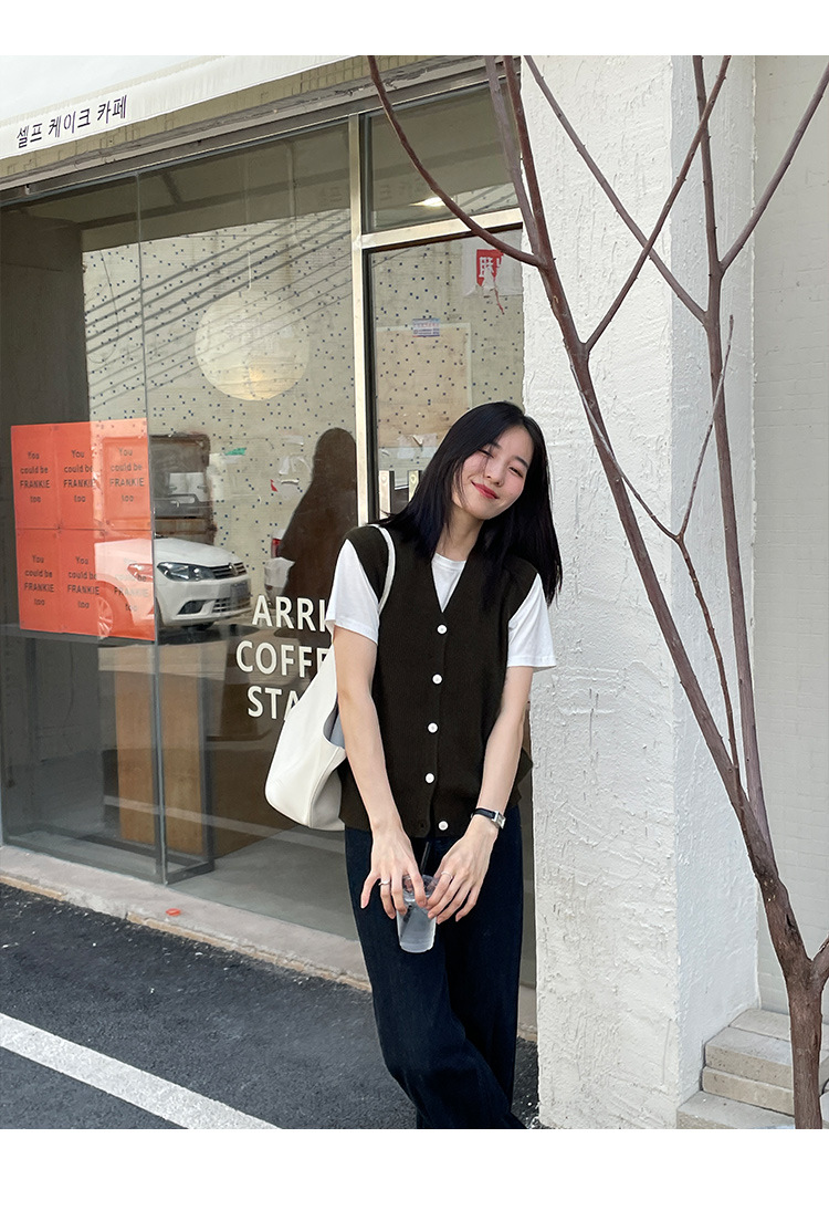 木兰时髦复古小马甲开衫女2023春季新款韩版简约针织上衣女 21507详情21