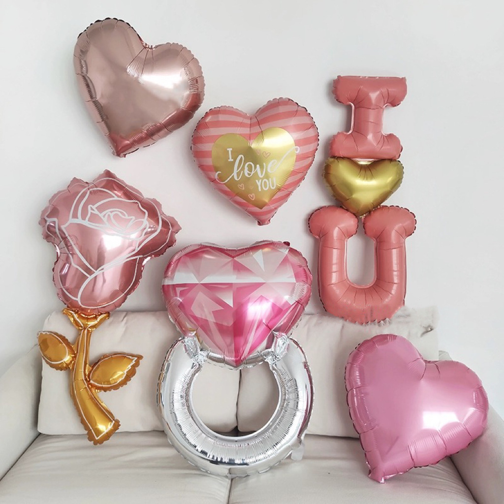 Hochzeitssaison Valentinstag Cartoon-stil Süss Herzform Aluminiumfolie Innen Gruppe Luftballons display picture 7