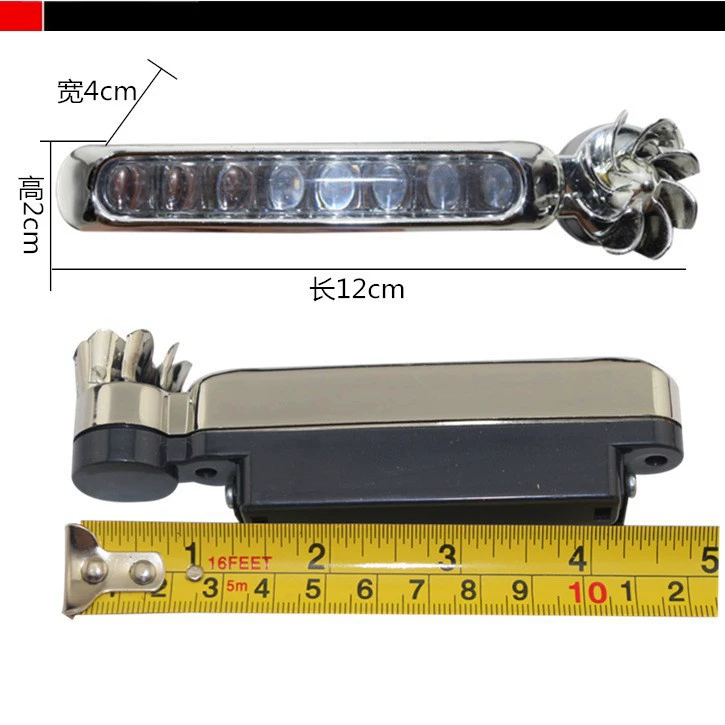Wind-Powered LED Car Decoration Light, Wind Turbine Accent, White/Blue/Multicolor, 11×7.5×1.9 cm