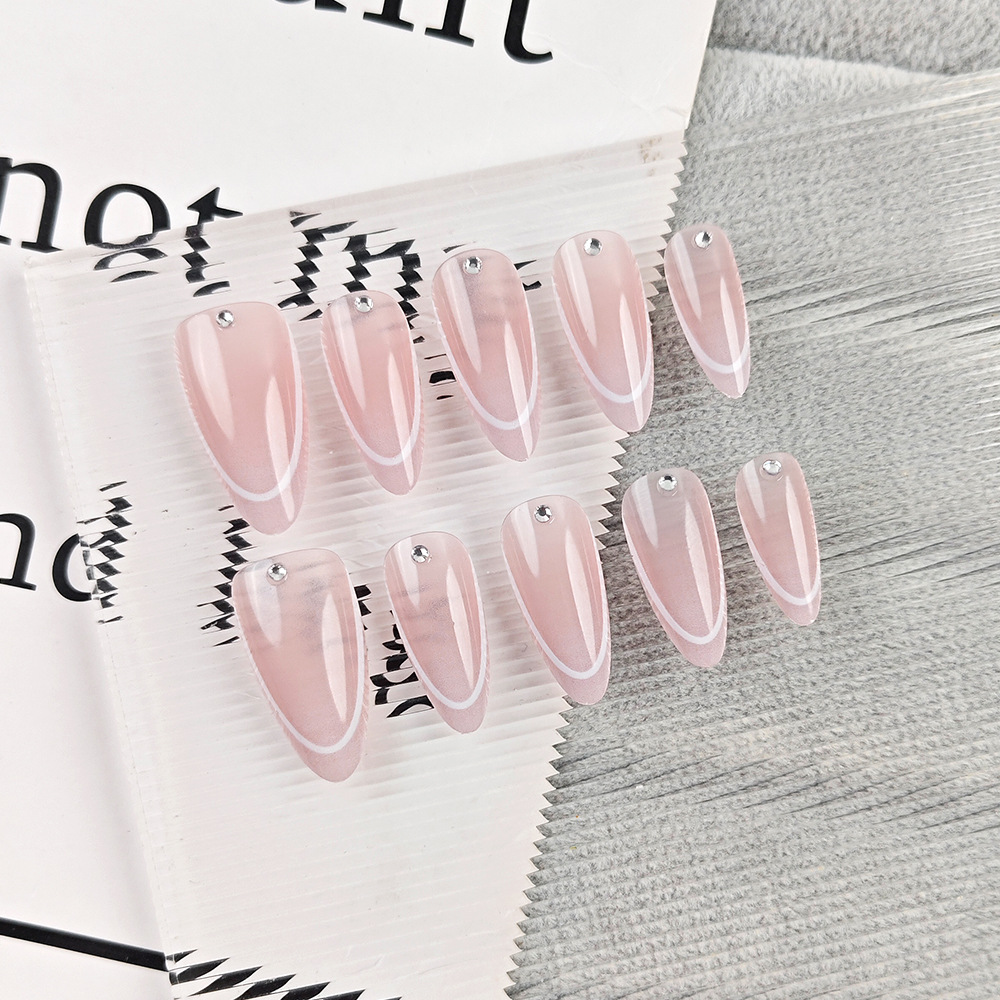 10 piezas de línea de código dividido manicura francesa parche de uñas de almendras blanqueantes manuales de diamantes para usar uñas