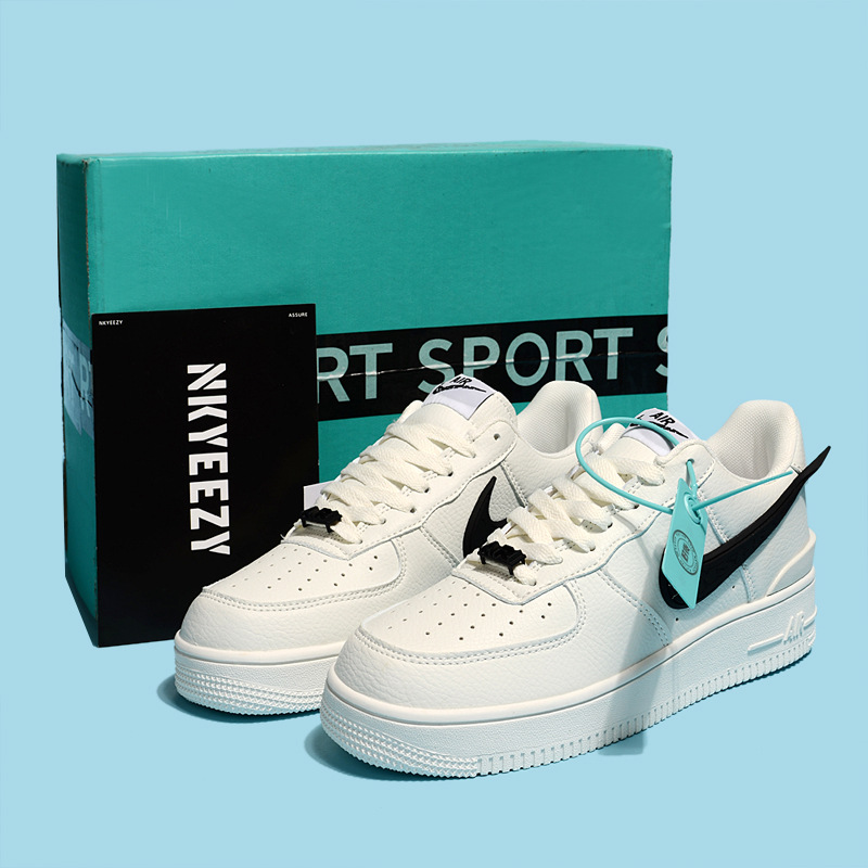 Naike Guan Air Force One Zapatos casuales para hombres y mujeres Zapatos blancos bajos clásicos de todo fósforo AF1 Pareja Zapatillas de deporte al aire libre