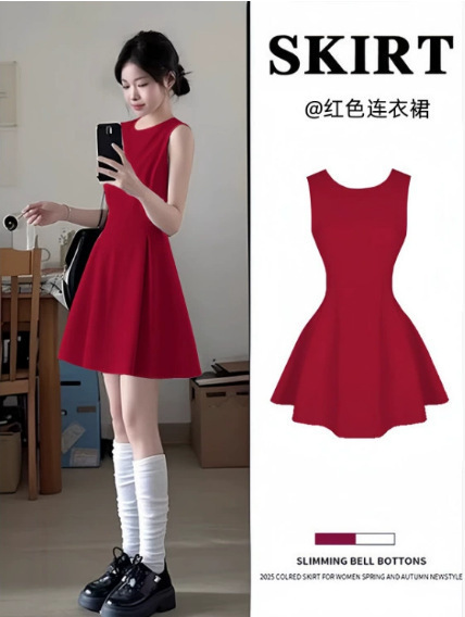 白色波点吊带连衣裙女2025新款夏季小个子法式无袖a字收腰短裙子|undefined