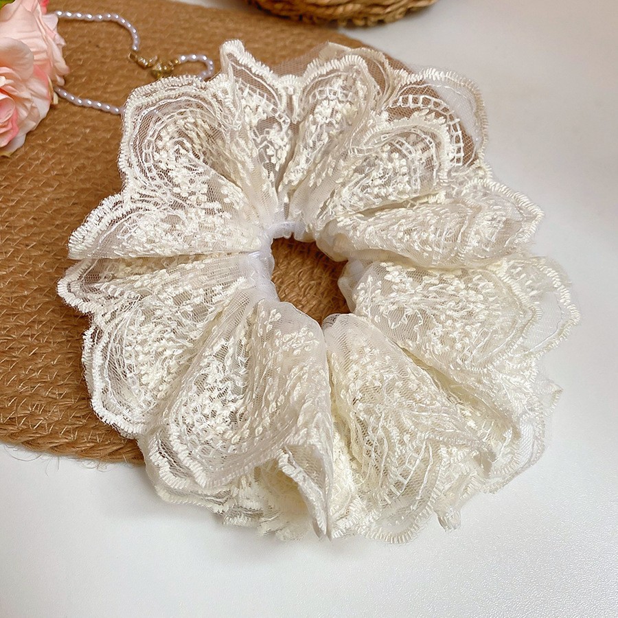 Encaje lazo para el cabello de intestino grueso de doble capa ins coreanos cuerda para el cabello de intestino grueso fresco y dulce en la parte posterior de la cabeza accesorios para el cabello femenino